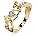 Кольцо LOVE с 17 фианитами из жёлтого золота (арт. 839186)