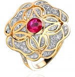 Кольцо с рубином и бриллиантами из жёлтого золота (арт. 839795)