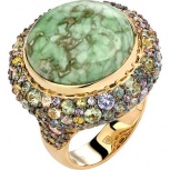 Кольцо с россыпью цветных и драгоценных камней из жёлтого золота (арт. 839907)