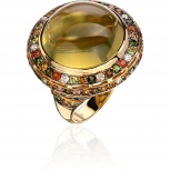 Кольцо с россыпью цветных и драгоценных камней из жёлтого золота (арт. 844323)