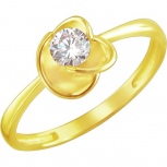 Кольцо с 1 фианитом из жёлтого золота (арт. 862429)