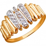 Кольцо с 12 фианитами из красного золота (арт. 867303)