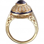 Кольцо с аметистом, бриллиантами и эмалью из жёлтого золота 750 пробы (арт. 867807)