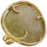 Кольцо с корундом и бриллиантами из жёлтого золота (арт. 872032)