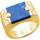 Кольцо с 1 лазуритом из жёлтого золота (арт. 881301)