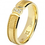 Кольцо с 5 бриллиантами из жёлтого золота (арт. 890344)