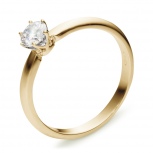 Классическое кольцо с бриллиантом 0.4 карат из желтого золота (арт. 990000)